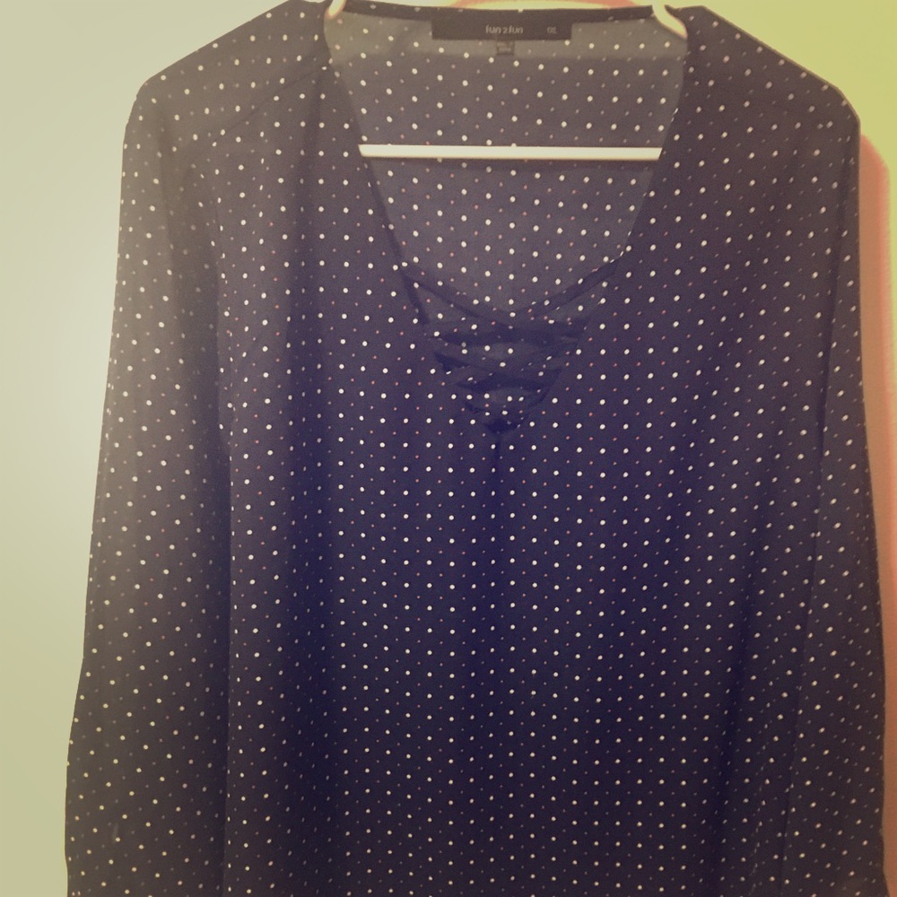 Fun 2 Fun Navy polka dot shirt